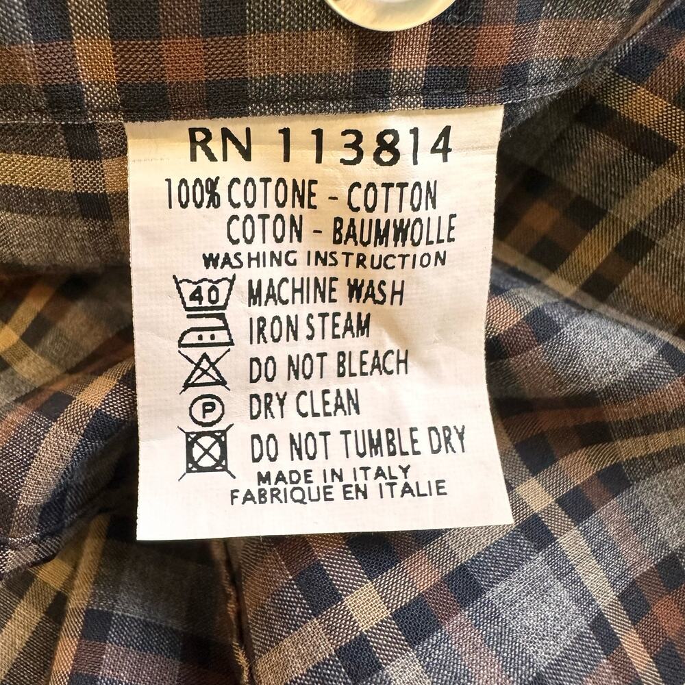 Billy Reid Gray Brown Plaid Standard Cut Shirt XXL - Picture 5 of 6